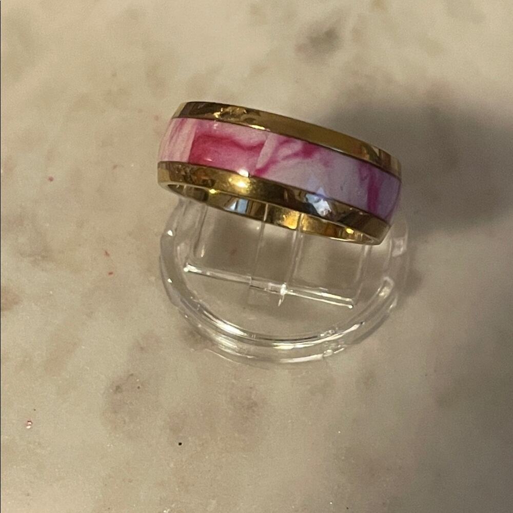 Pink and gold Women's / men’s Ring stainless steel 11